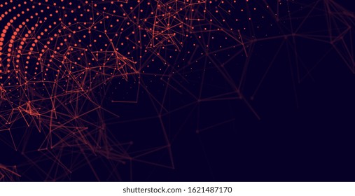 abstract red particles digital technology background design