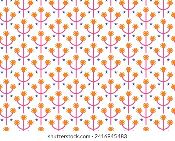 Abstract red patchwork flower pattern with a white background