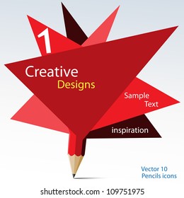 Abstract red pencil design with paper blank vector.