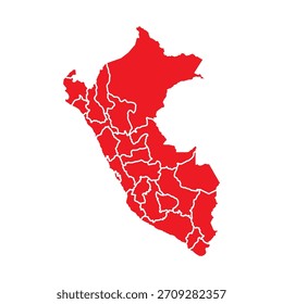 Abstract Red Peru Map with Cities