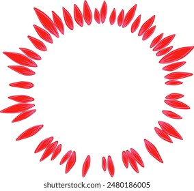Abstract red petal flower wreath frame for decoration on romantic and beautiful concept.