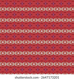 Abstract red and pink geometric pattern with wavy textures and diamond shapes. Ideal for backgrounds, textiles, or digital art.