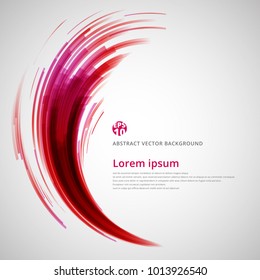 Tecnología de giro circular de líneas rojas y rosas abstractas copia espacio para texto. elemento de ilustración vectorial
