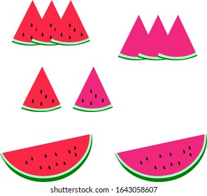 Abstract Red And Pink Watermelon And Slice 