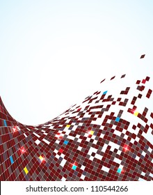 abstract red pixel mosaic vector background illustration