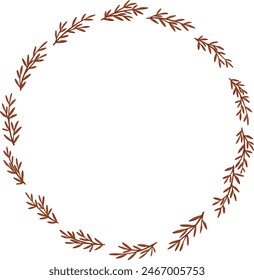 Abstract red plant bunch of leaves wreath illustration for decoration on vintage style, garden and nature concept.