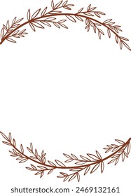 Abstract red plant bunch of leaves wreath illustration for decoration on vintage style, garden and nature concept.