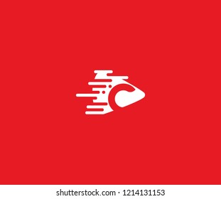 Abstract Red Play Media with Shape Transition Letter C Logotype