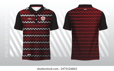 abstract red polo jersey sport. Sport uniform in front and back view. Mock up for sport club.