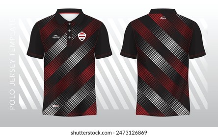 abstract red polo jersey sport. Sport uniform in front and back view. Mock up for sport club.