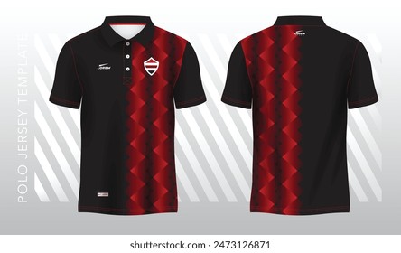 abstract red polo jersey sport. Sport uniform in front and back view. Mock up for sport club.