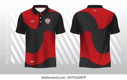 abstract red polo jersey sport. Sport uniform in front and back view. Mock up for sport club.