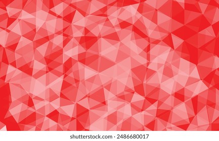 Un fondo abstracto de polígono rojo formado por triángulos superpuestos le da un aspecto dimensional.