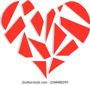 Abstract red polygonal broken heart symbol vector illustration isolated