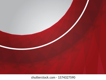 Abstract red polygonal shapes in grey edge. Vector.