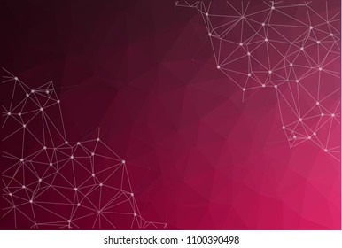 Abstract Red Polygonal Space Background with Connecting Dots and Lines. Geometric Polygonal background molecule and communication. Concept of science, chemistry, biology, medicine, technology.