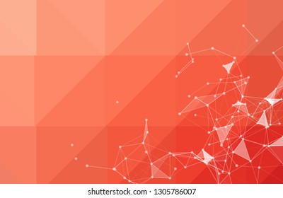 Abstract red Polygonal Space Background with Connecting Dots and Lines. Geometric Polygonal background molecule and communication. Concept of science, chemistry, biology, medicine, technology.