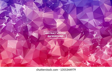 Abstract Red Polygonal Space Background with Connecting Dots and Lines.  Connection structure. Vector science background. Futuristic HUD background.