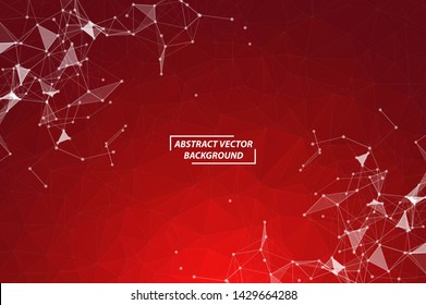Abstract Red Polygonal Space Background with Connecting Dots and Lines.  Connection structure. Vector science background. Polygonal vector background. Futuristic HUD background.