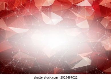 Abstract Red Polygonal Space Background with Connecting Dots and Lines.  Connection structure and science background. Futuristic HUD design.