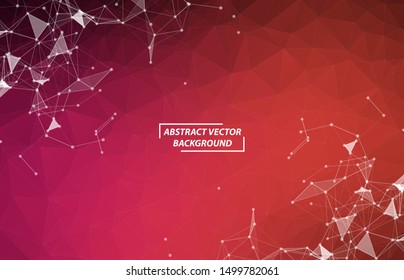 Abstract Red Polygonal Space Dark Background with Connecting Dots and Lines , Futuristic Design.