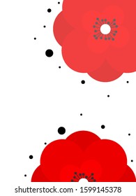 Abstract red poppies vertical background, vector art illustration.