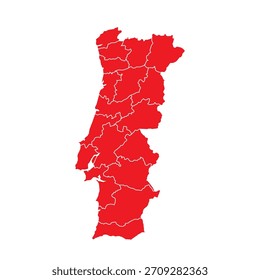 Abstractas Rojo Portugal Mapa con Ciudades