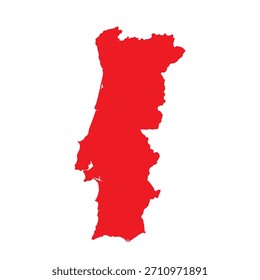 Abstract Red Portugal Simple Map