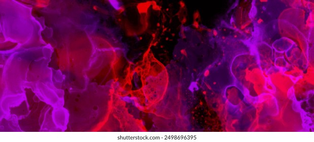 Abstract red and purple grunge vector background with bright colors splashes for cover design, invitation, poster, banner, flyer, cards. Futuristic ink texture illustration. Color smoke