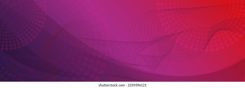 Abstract red purple vector background. Minimal style with dotted circle and wavy lines with space for text.