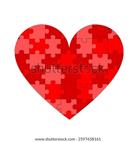 Abstract Red puzzle with heart shape