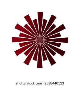 Abstract Red Radial Sunburst Pattern with Gradient Rays on White Background