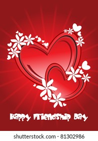 abstract red rays background with decorated heart