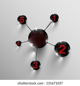 Abstract red realistic vector molecule design template