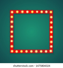 Abstract red retro frame with yellow lights and shadow
