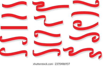 abstract red ribbon banner set design.