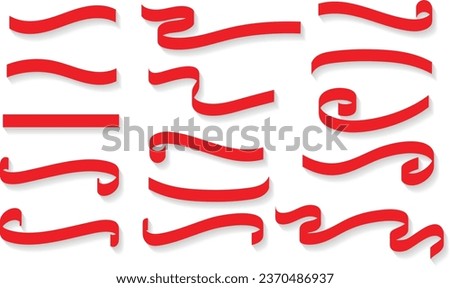 abstract red ribbon banner set design.