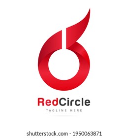 Abstract red ribbon circle logo for branding business company.Design element template identity for business card.Vector round shape icon.