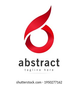 Abstract red ribbon circle logo for branding business company.Design element template identity for business card.Vector round shape icon.