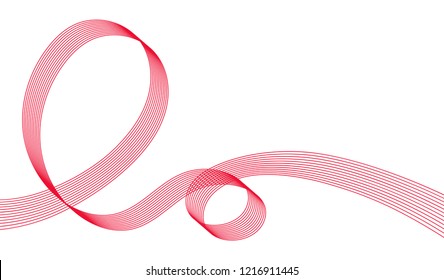 Abstract red ribbon. Vector illustration isolated on white background. Aids Awareness icon design for poster, banner, t-shirt. 