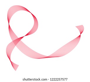 Abstract red ribbon. Vector illustration isolated on white background. Aids Awareness icon design for poster, banner, t-shirt. 