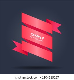 abstract red ribbons banners design. vector template background for sale tag, website promotion banner, price tag. 