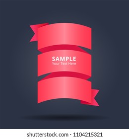 abstract red ribbons banners design. vector template background for sale tag, website promotion banner, price tag. 