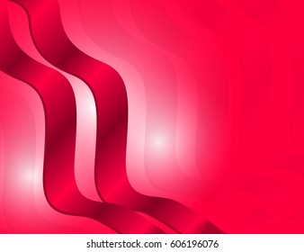 Abstract Red Ribbons Holiday Background with Sparkles and space for some text. . Vector Illustration.
