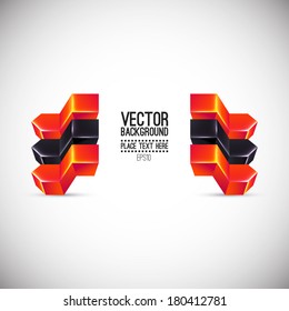 Abstract red ribbons. Vector background