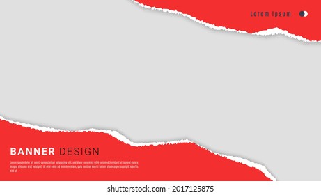 Abstract Red Ripped Paper Torn Banner Template