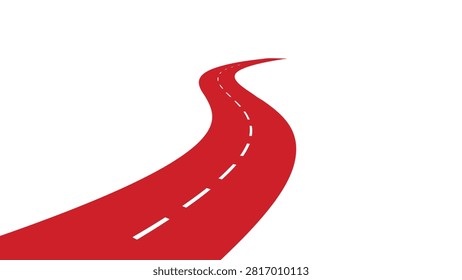 Abstract red road vector graphic with white centerline direction transportation movement navigation pavement