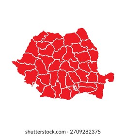 Abstractas Rojo Rumania Mapa con Ciudades