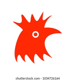 Abstract Red Rooster Symbol Logo Design