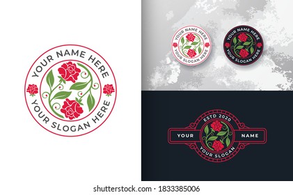 Abstract red rose logo design